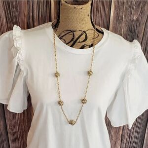 J.Crew Necklace, Gold Tone with Diamond Ball Detail